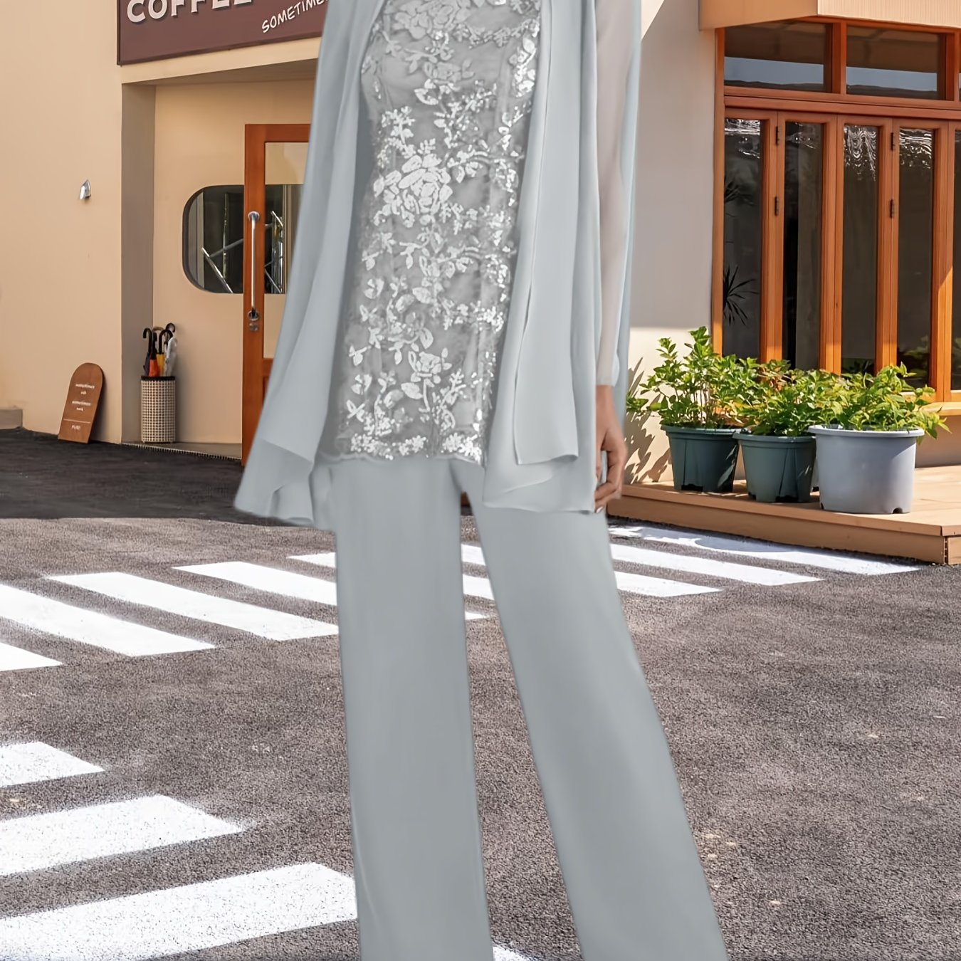 Women'S 3pcs Lace Pants Suits Mother Of Bride Dressy Elegant Sets Wedding Formal Outfit