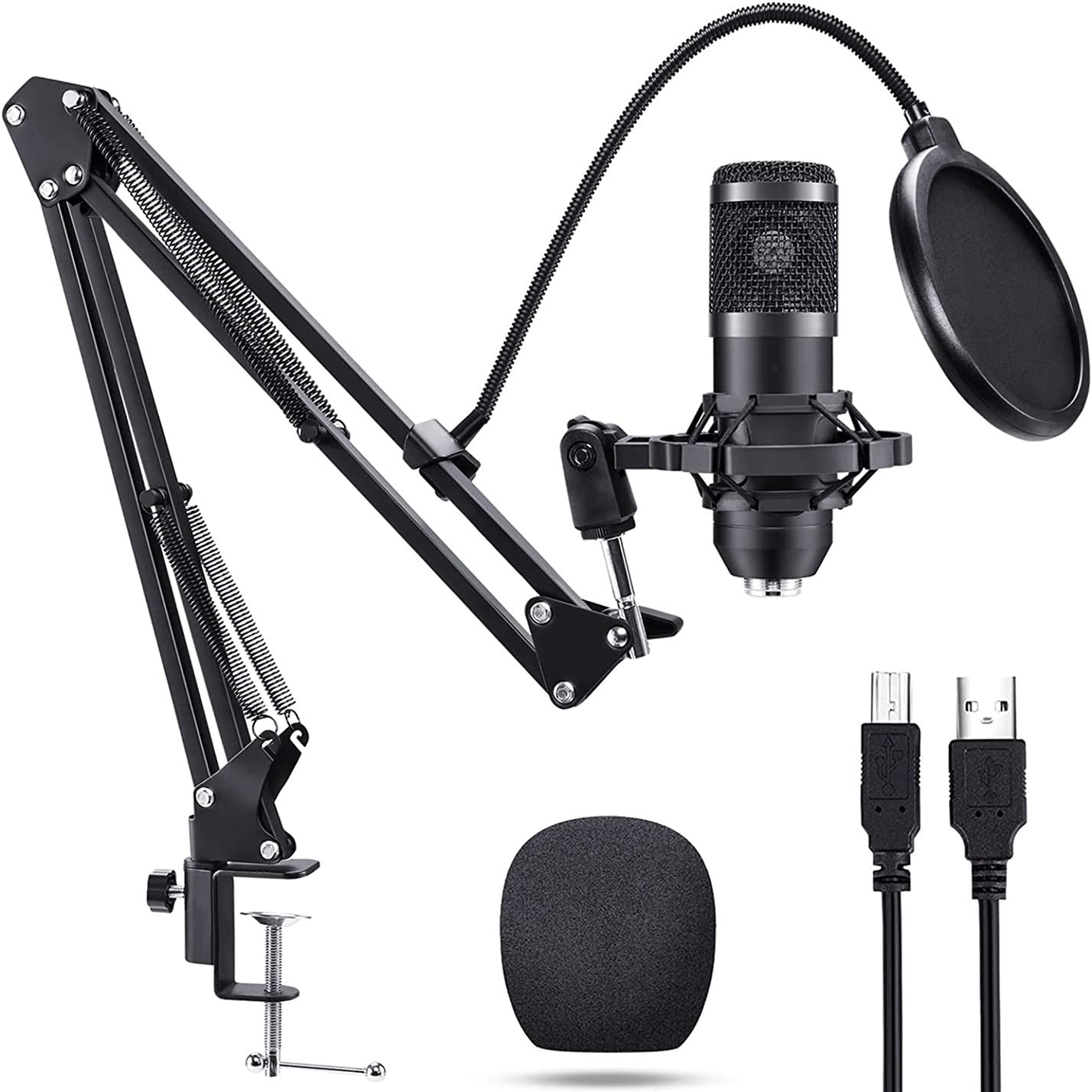 192kHz/24Bit Professional USB Microphone, Plug & Play PC Computer Condenser Cardioid Mic Kit with Sound Advanced Chipset for Streaming, Podcast, Studio Recording and Games