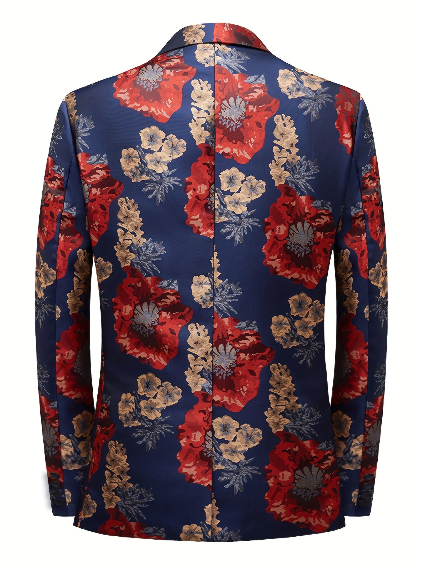 Men's Red Floral Jacquard Blazers Slim Fit Elegant Tuxedo Suit Blazer Jacket Fashion New Men Prom Party Wedding Stage Singer Costume