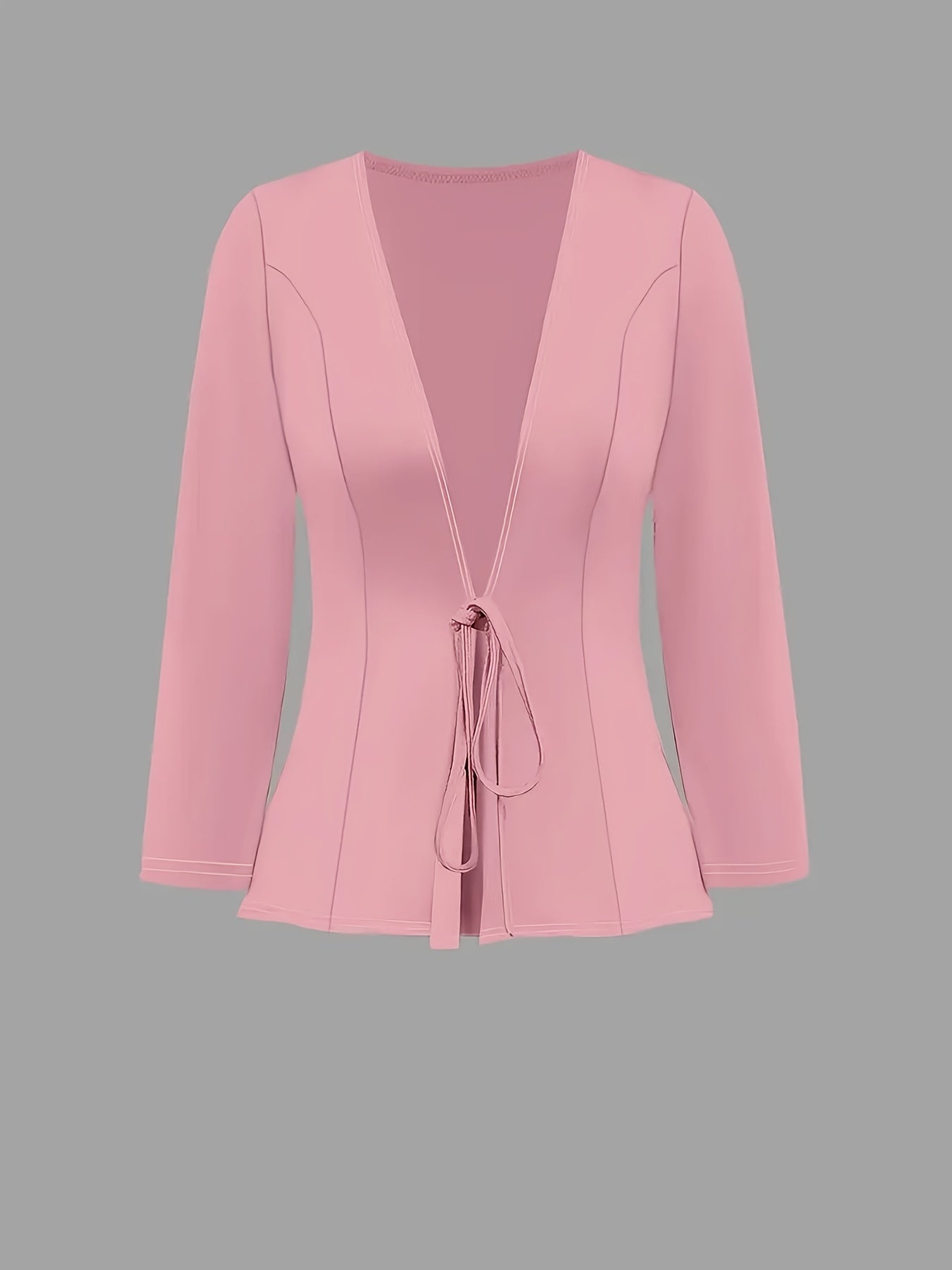 Stylish Women's Elegant Suit, Solid Color Lace-Up Small Cardigan + Rose Flower Dress 2pcs Set