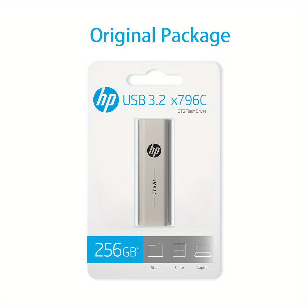 HP USB Type C Flash Drive Available in 64GB, 128GB, And 256GB - Fast Performance And Dual Interface for OTG Compatible Devices.