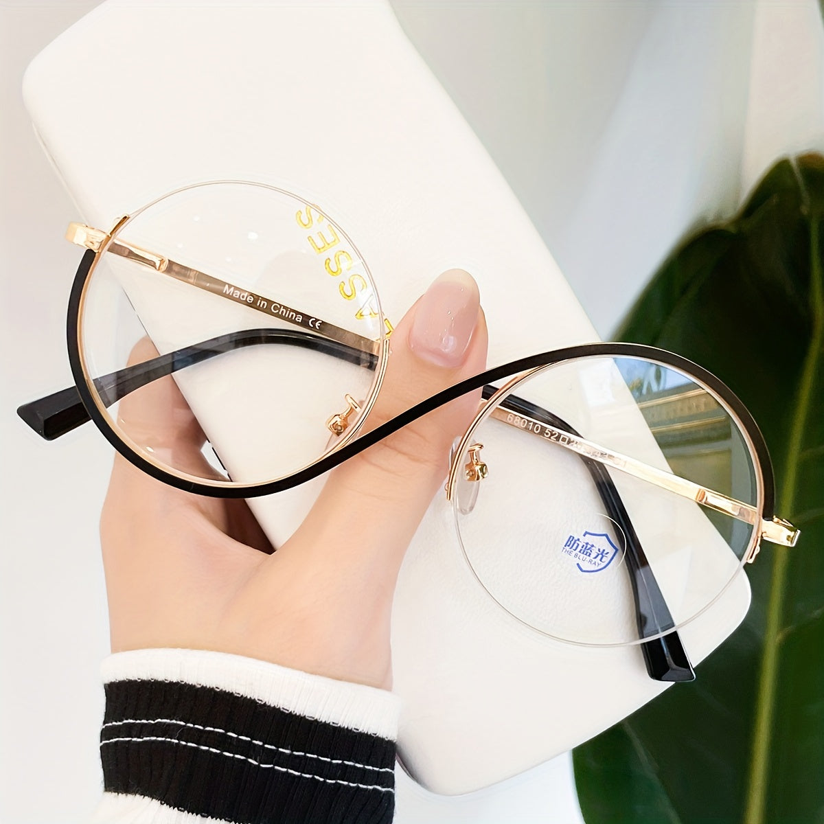 Blue Light Blocking Glasses Large Round Metal Frame Clear Lens Computer Glasses Optical Spectacles For Women Men