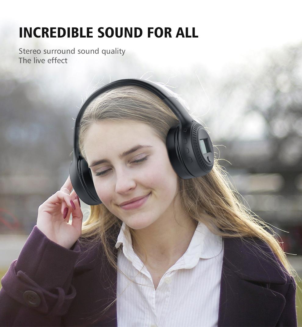 Zealot B19 Wireless Headphones Headset Stereo Earphone With FM Radio Microphone For Computer Phone Compatible With TF Aux