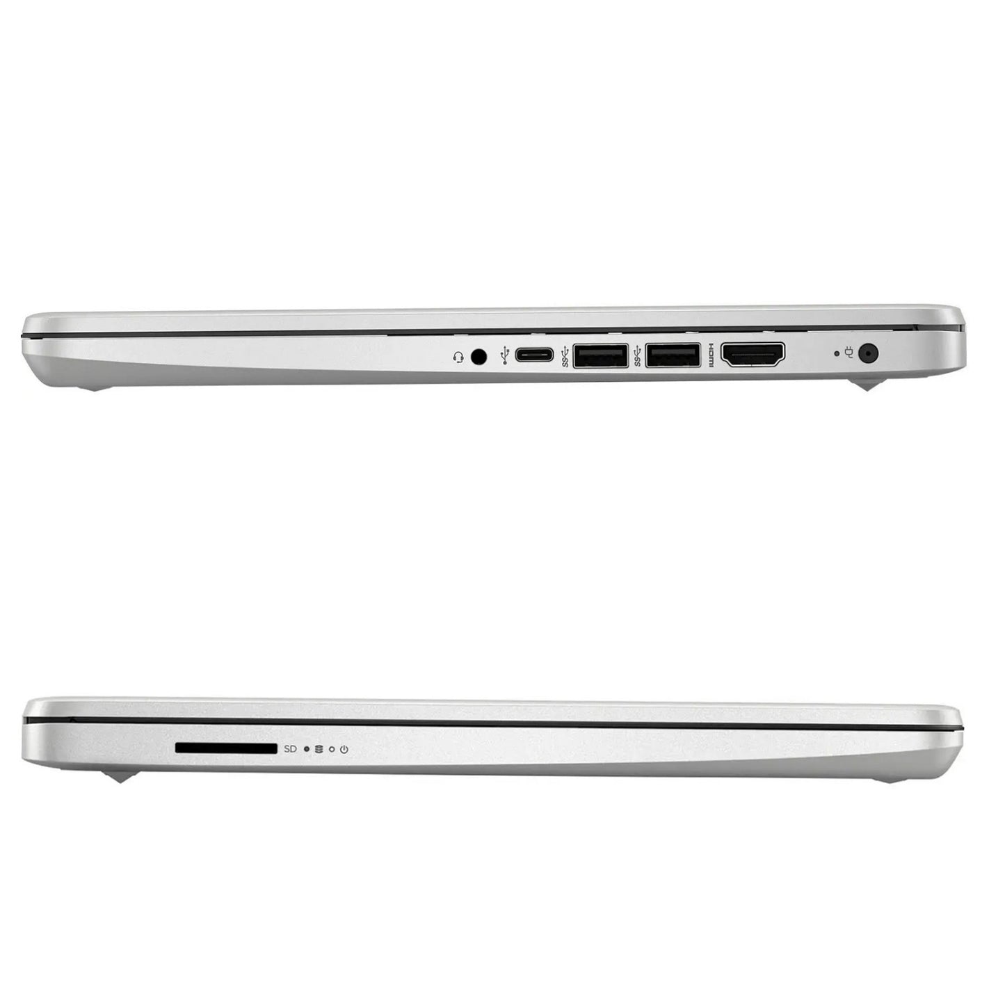 HP 14" Slim Laptop for Student & Business, Intel Quad-Core N4120, 8GB RAM, 256GB Storage (128GB eMMC+ 128GB SD Card), 1-Year Microsoft 365, Webcam, Windows 11 Home in S Mode, Natural Silver, with Cleaning Brush