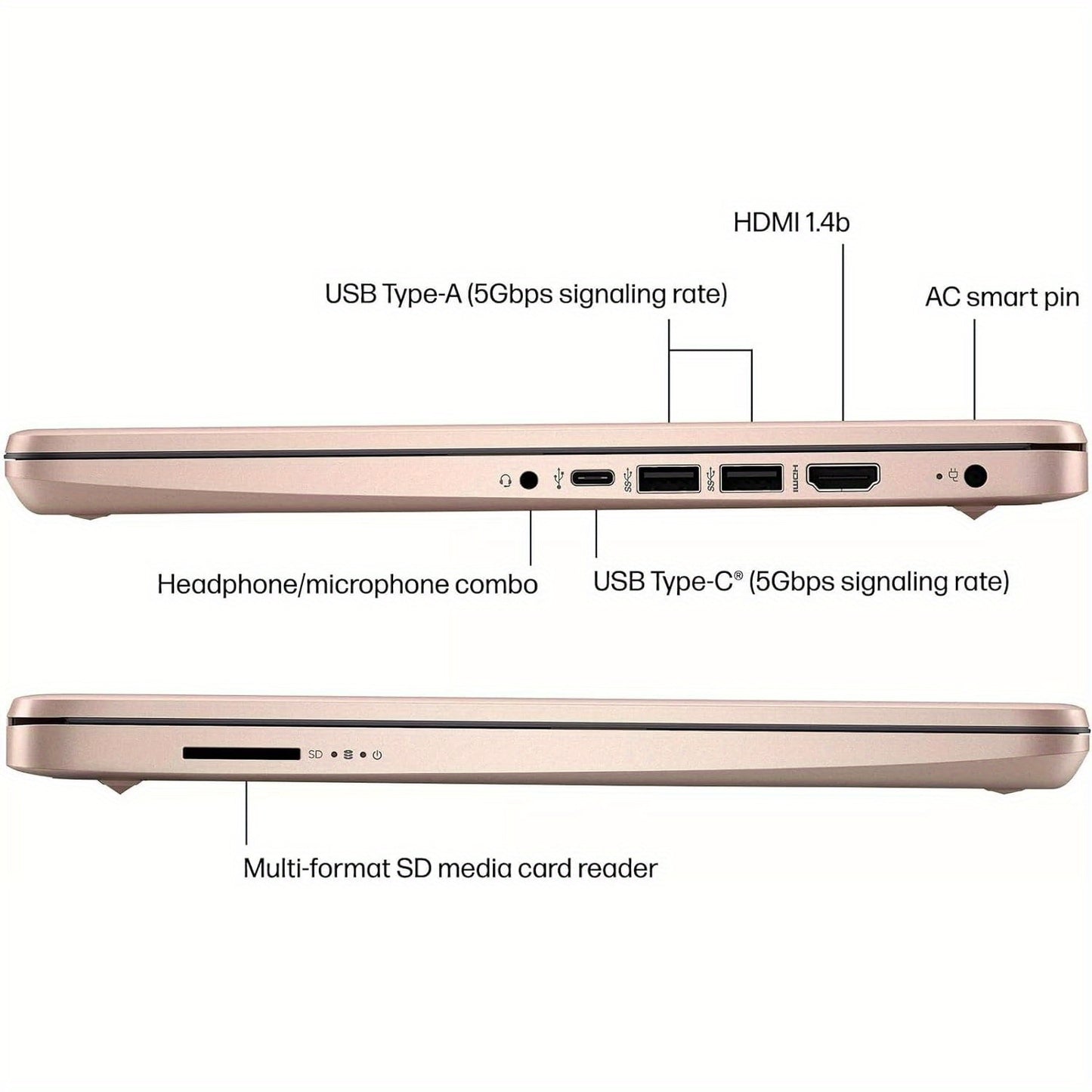 HP Ultral Light 14" Laptop, Intel Quad-Core N4120, 8GB RAM, Anti-Glare HD Display - 256GB Storage(128GB EMMC+ 128GB SD Card), Webcam, Windows 11 Home In S Mode