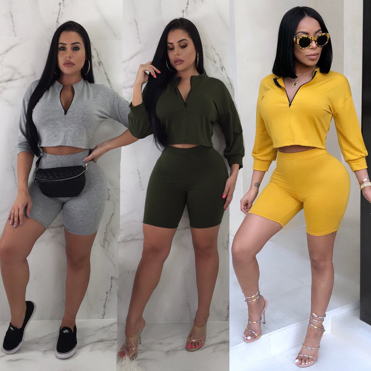 2 Pieces Set Women Crop