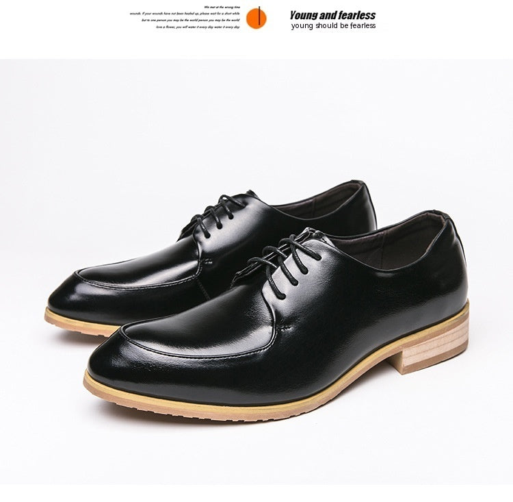 Pointed Wooden Heel Bottom Business Casual Formal men shoes Wear Pumps