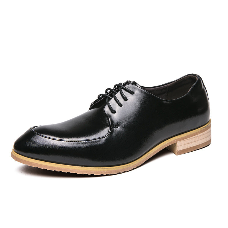 Pointed Wooden Heel Bottom Business Casual Formal men shoes Wear Pumps