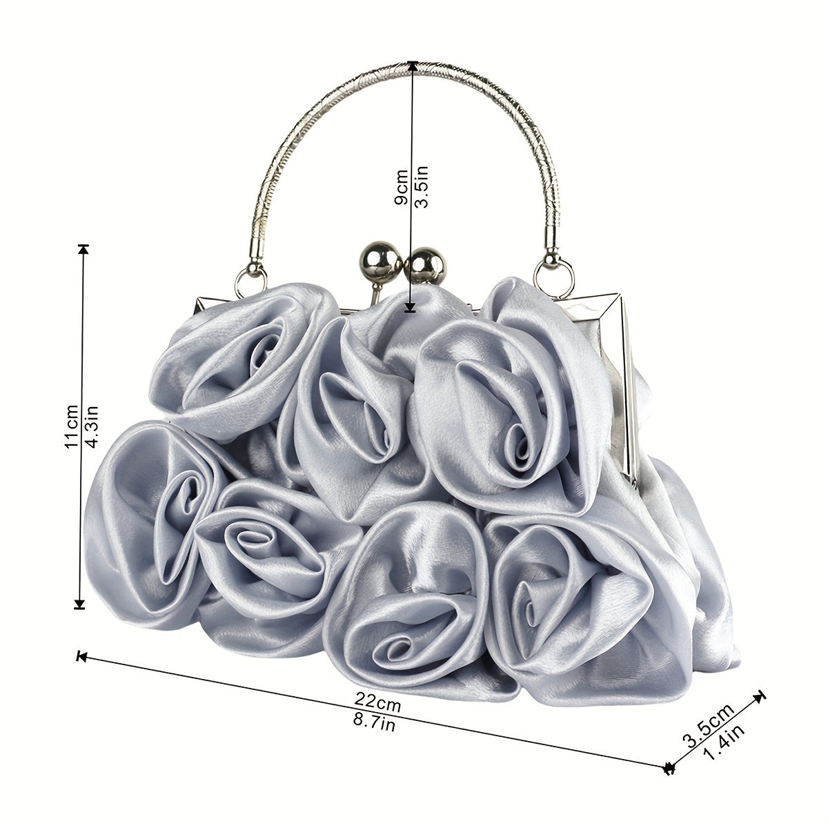 Elegant Floral Fabric Clutch with Kiss Lock Closure, Polyester Lined Evening Handbag for Women - Perfect for Weddings, Parties & Formal Events, Wedding Purse | Floral Embellished Purse | Soft Pink Roses Design