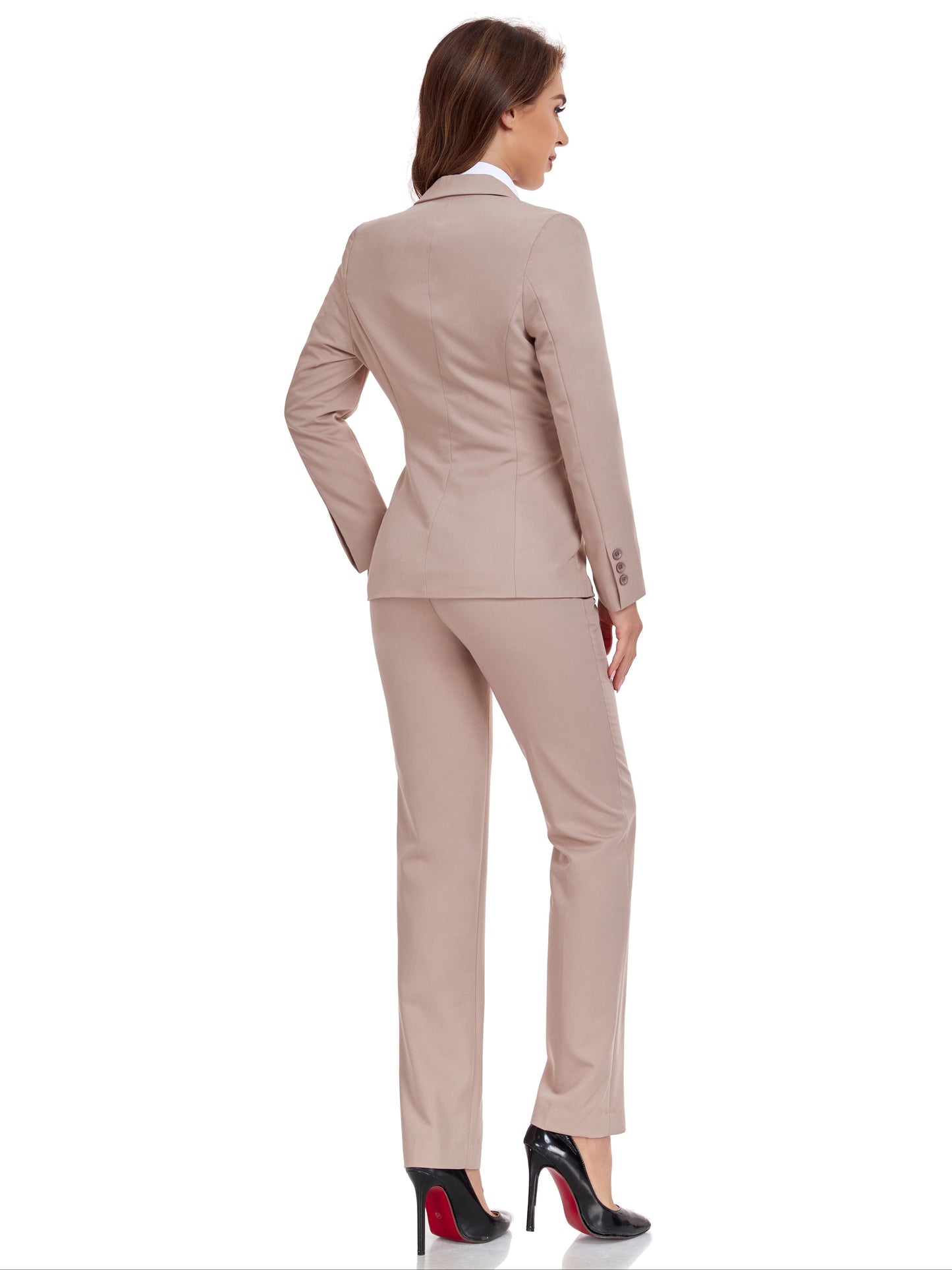 Pyiuhs Women's Casual Slim Fit Business 2pcs Blazer Set Long Sleeve Button Blazer Skinny High Waist Pants Outfits