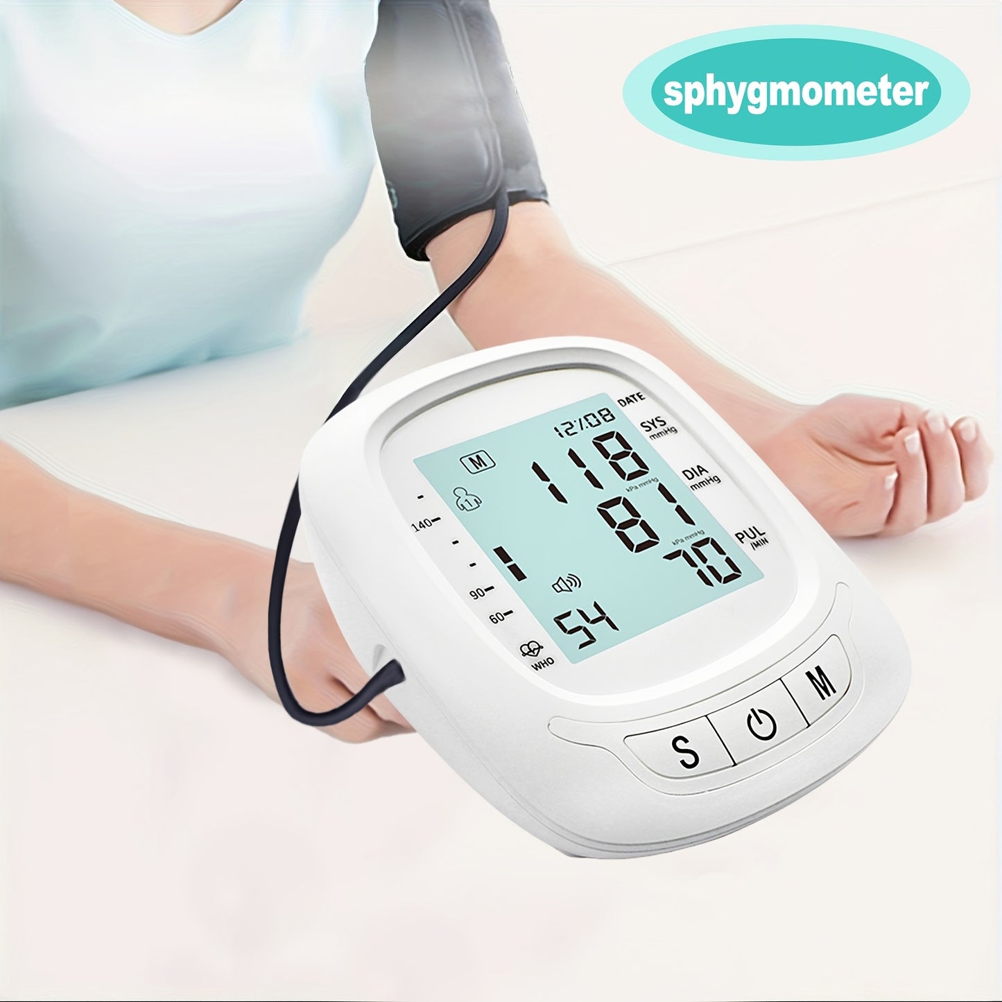 Blood Pressure Machine For Adults, Fully Automatic Blood Pressure Meter, Digital LCD Display, Simple Operation, Cuffs Can Be Adjusted, Suitable For Family High And Low Blood Pressure, Arrhythmia Test, Elderly Health Guards.Ba