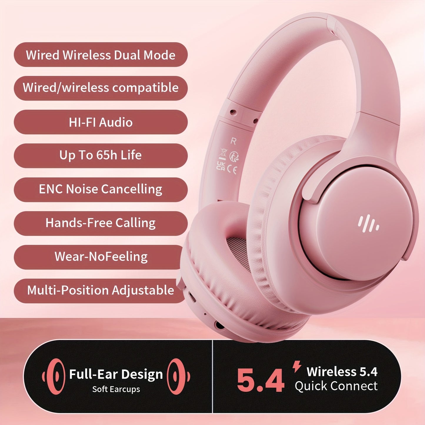 Over-Ear Headphones With Microphone, Lightweight Foldable & Portable Stereo Bass Headphones, Hands-Free Calling, Ideal For Gaming & PC & Mobile Phones Use, Gaming Headphones | Noise Isolating Headphones | Foldable Headphones