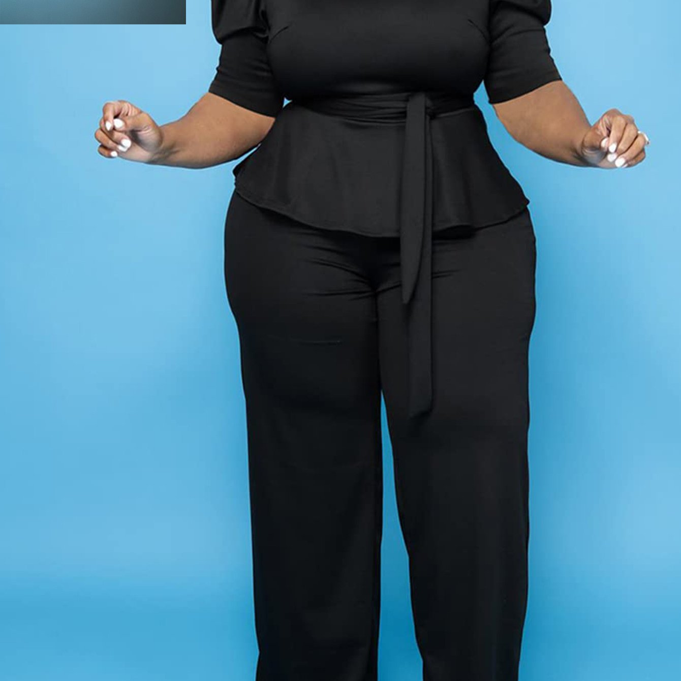 Plus Size 2pcs Outfits for Women Blazer Top Long Sleeve Long Pants Sets Formal Evening Ruffles Slim Fit Blazer Top And Long Pants Set Casual Elegant Business Suit with Belt