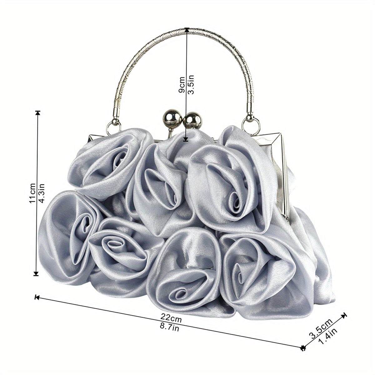 Elegant Floral Fabric Clutch with Kiss Lock Closure, Polyester Lined Evening Handbag for Women - Perfect for Weddings, Parties & Formal Events, Wedding Purse | Floral Embellished Purse | Soft Pink Roses Design