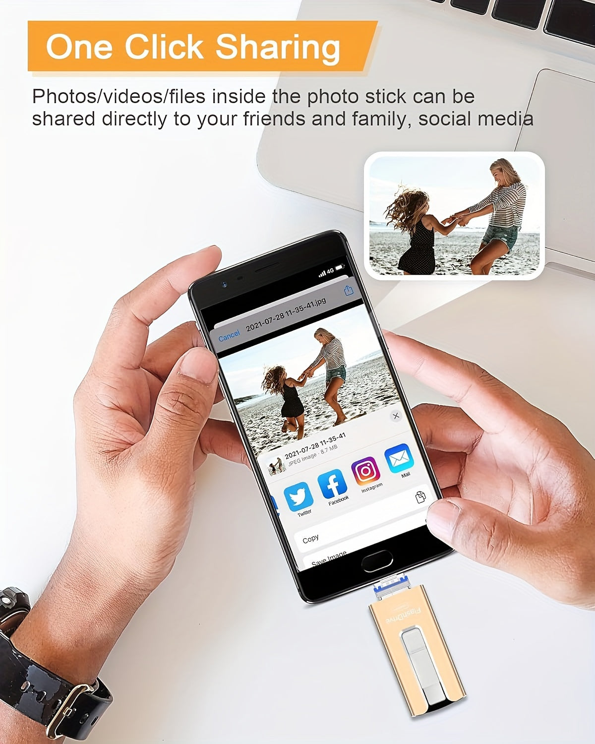 MFi Certified iPhone Photo Stick - 64GB 128GB 256GB External Storage & Photo Backup for iPhone, iPad, USB Flash Drive for Photos, Videos, Contacts