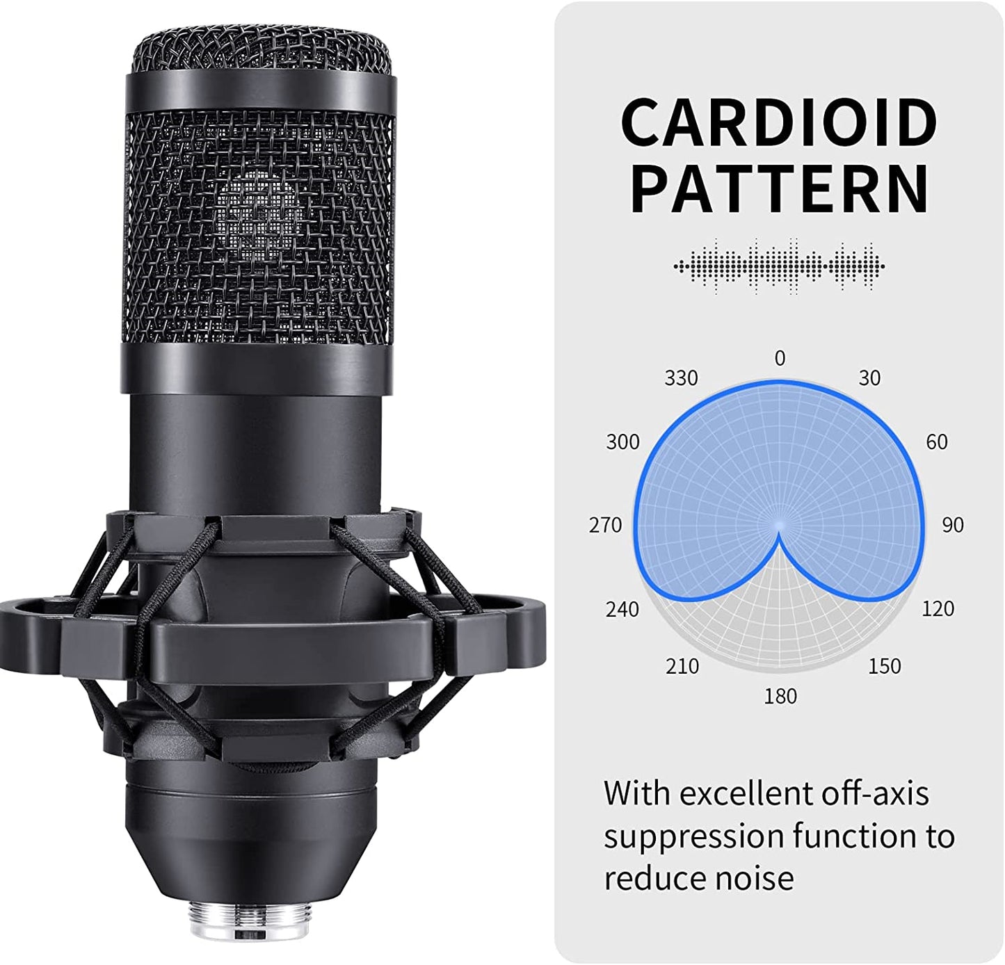 192kHz/24Bit Professional USB Microphone, Plug & Play PC Computer Condenser Cardioid Mic Kit with Sound Advanced Chipset for Streaming, Podcast, Studio Recording and Games