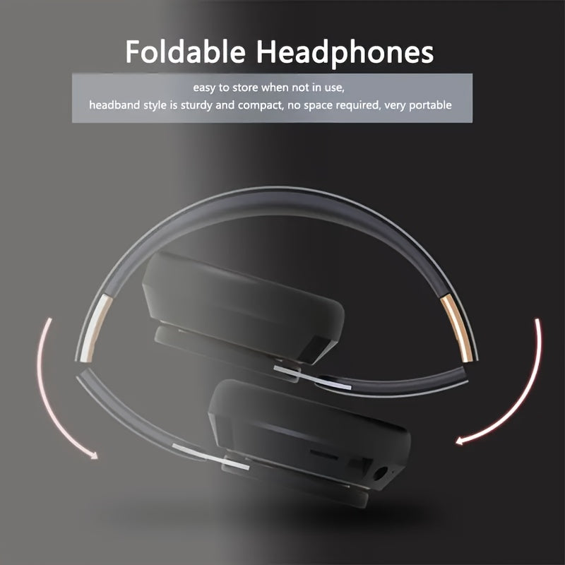 Wireless Headphones, Portable Over Ear Headphones, Foldable Headphones With Mic, FM Radio, 3.5MM AUX Cable, Soft-Earpads, Support TF Card Play For Travel Home Office Cellphone PC