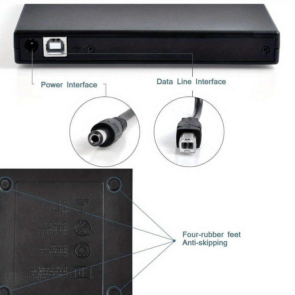 External CD DVD Drive, USB 2.0 Slim Protable External CD-RW Drive DVD-RW Burner Writer Player For Laptop Notebook PC Desktop Computer