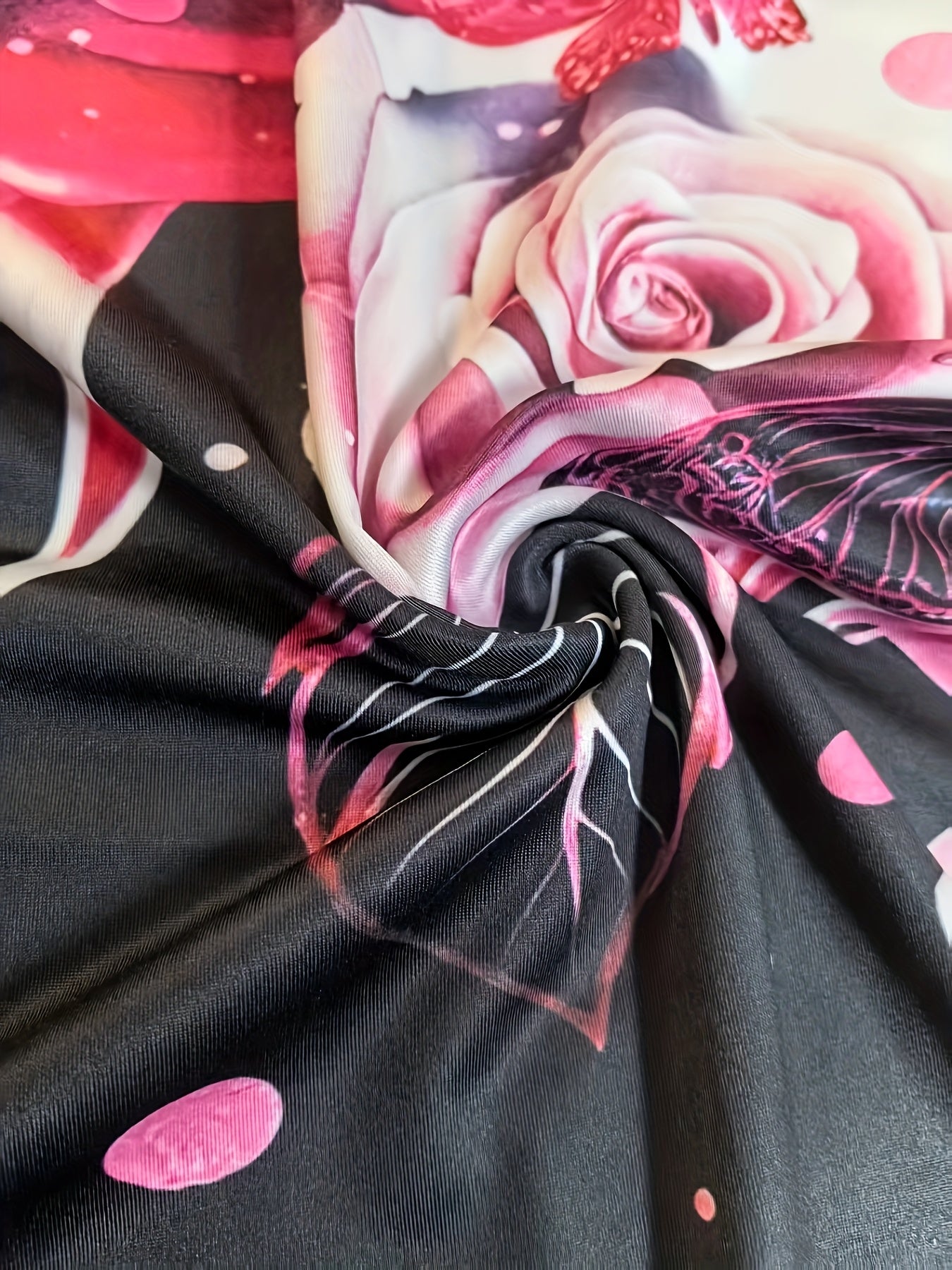 Spring/Summer Women's Jacket + Dress Set Rose Red Jacket with Floral Print Dress