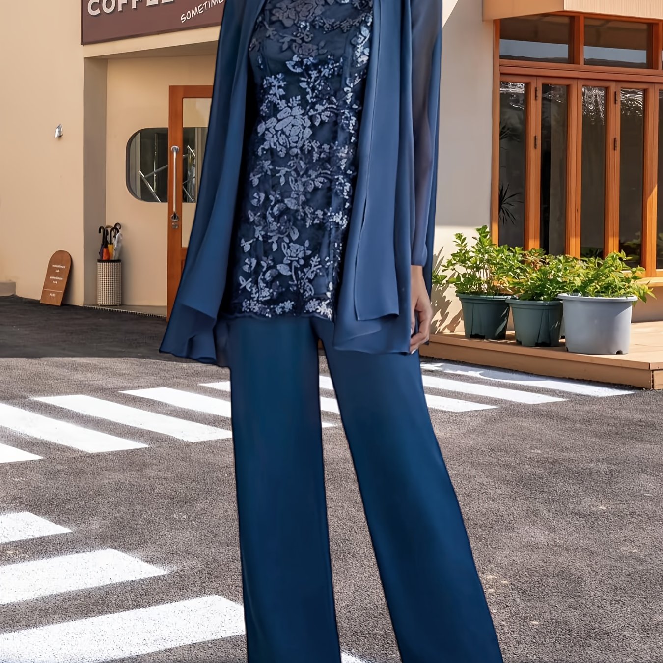 Women'S 3pcs Lace Pants Suits Mother Of Bride Dressy Elegant Sets Wedding Formal Outfit