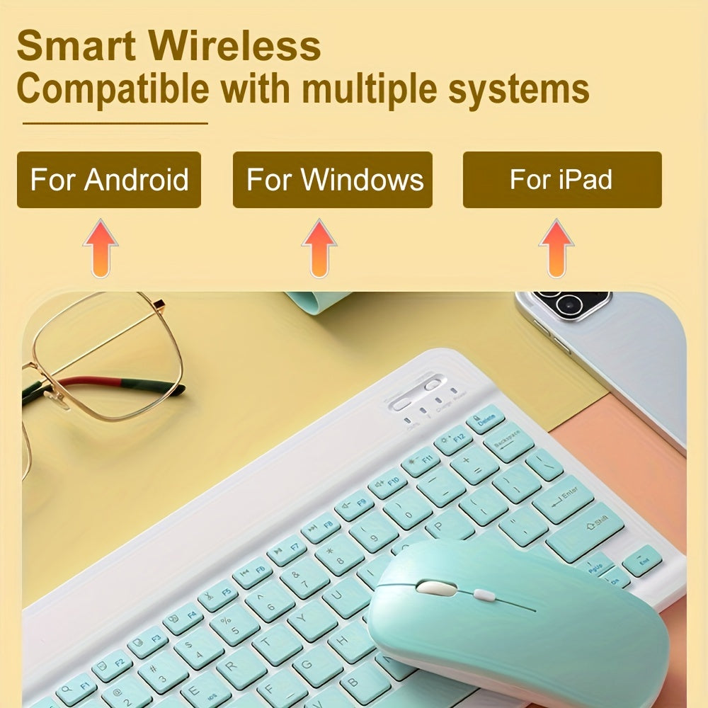 Ultra-Slim Portable BT Keyboard - Wireless Keyboard And Mouse Set, Suitable For IPad, Tablet, Laptop, Office Computer