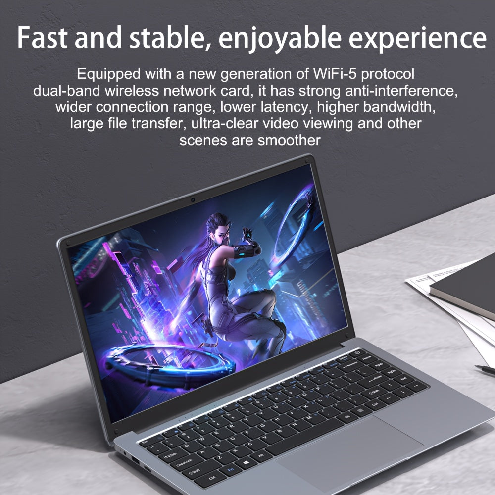 Intel Celeron 14-Inch Full HD Business Laptop, Lightweight and Portable, 6GB LPDDR4 RAM, 192GB SSD, Apollo Lake N3350, Perfect Christmas Gift for Family and Friends