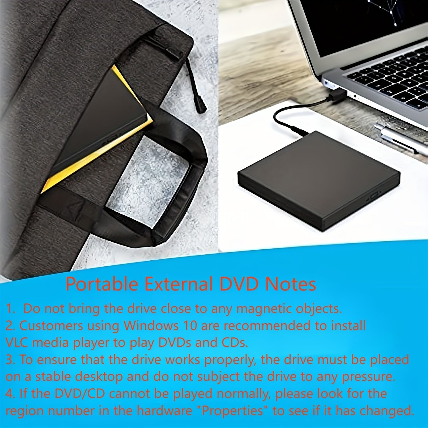 External CD DVD Drive, USB 2.0 Slim Protable External CD-RW Drive DVD-RW Burner Writer Player For Laptop Notebook PC Desktop Computer