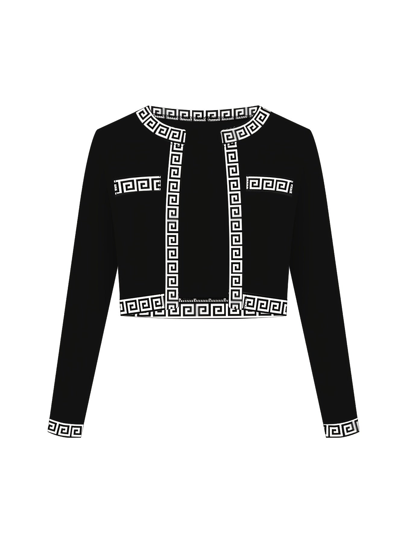 Plus Size Two-Piece Set - Elegant Cardigan Jacket and Geometric Suspender Dress - Knit Polyester with Elastane, Machine Washable