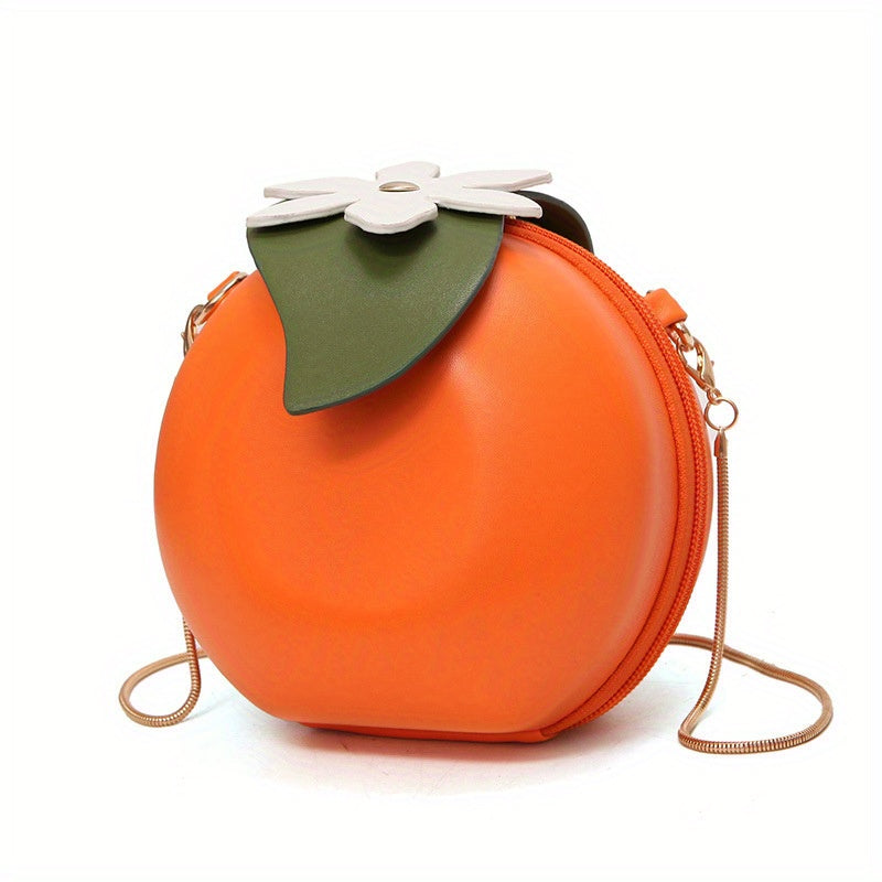 Adorable Orange Fruit Shape Crossbody Bag - Quirky PU Leather Chain Shoulder Bag with Adjustable Strap, Small Purse and Handbag for Women, Perfect for Casual Daily Use, Travel, and Outdoor Activities