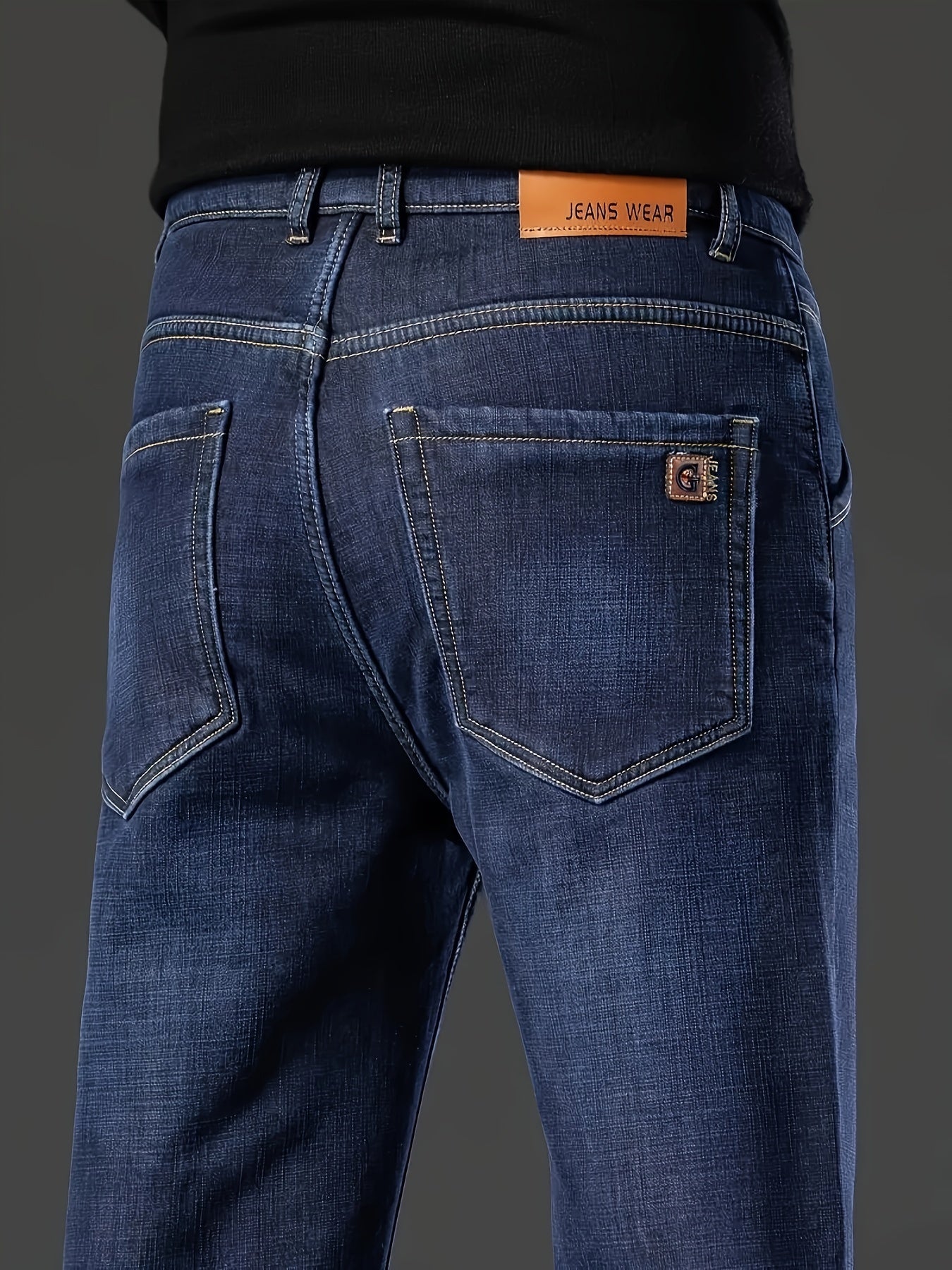 Men's Classic Thickened Denim Straight Leg Fleece Lined Jeans - Warm and Comfortable Winter Pants with Classic Design for Autumn and Winter Season