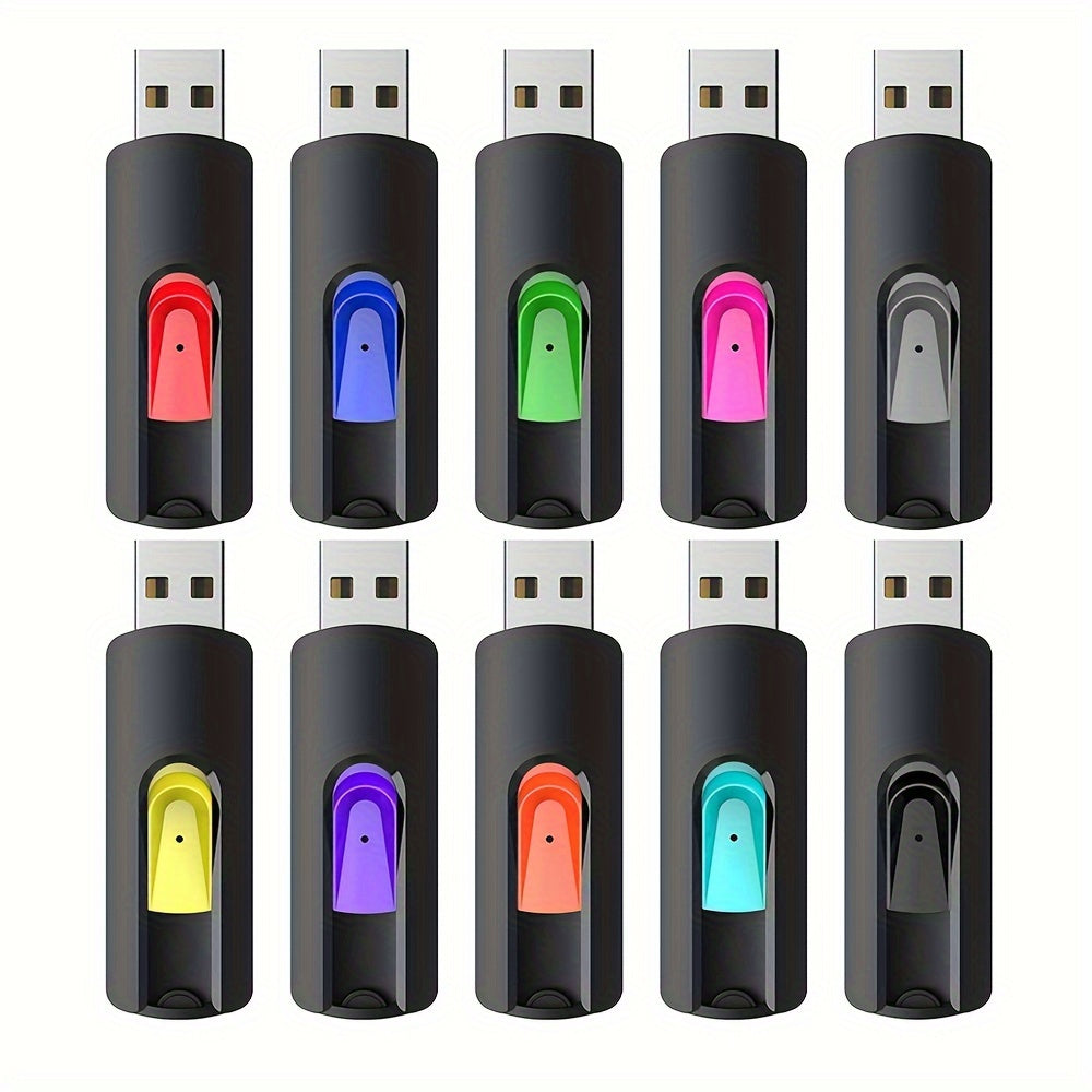 KEXIN 10pcs 64GB 32GB 10pcs 16GB USB Flash Drives Slide Retractable Memory Stick Bulk USB 2.0 Thumb Drive Jump Drive Zip Drive USB Sticks Data Storage Backup for PC Mac (10 Mixed Color)