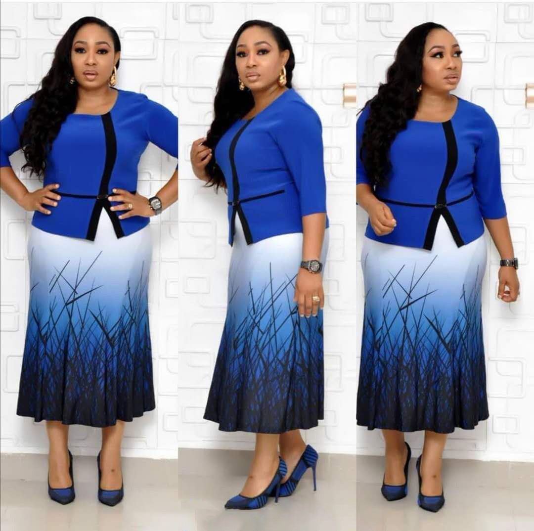 Printed Mid-length Dress African Mother Dress
