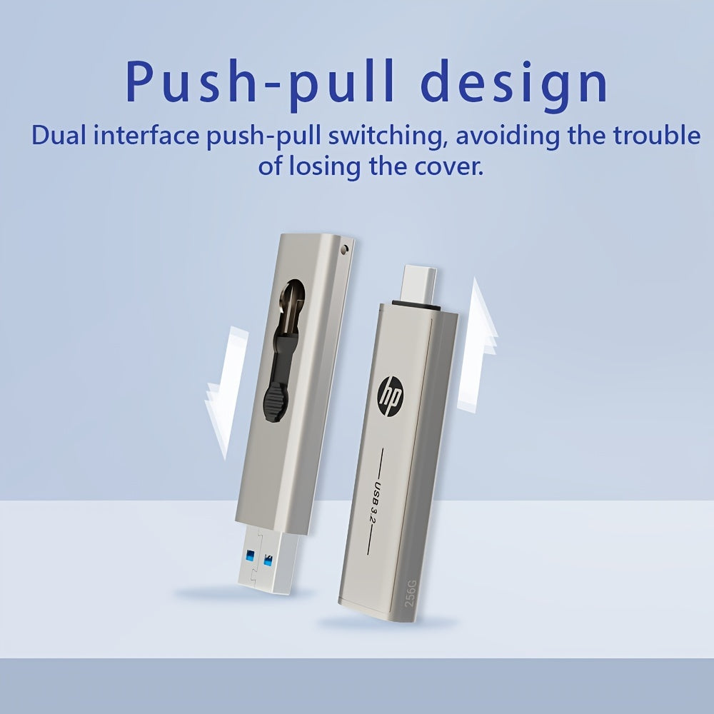 HP USB Type C Flash Drive Available in 64GB, 128GB, And 256GB - Fast Performance And Dual Interface for OTG Compatible Devices.