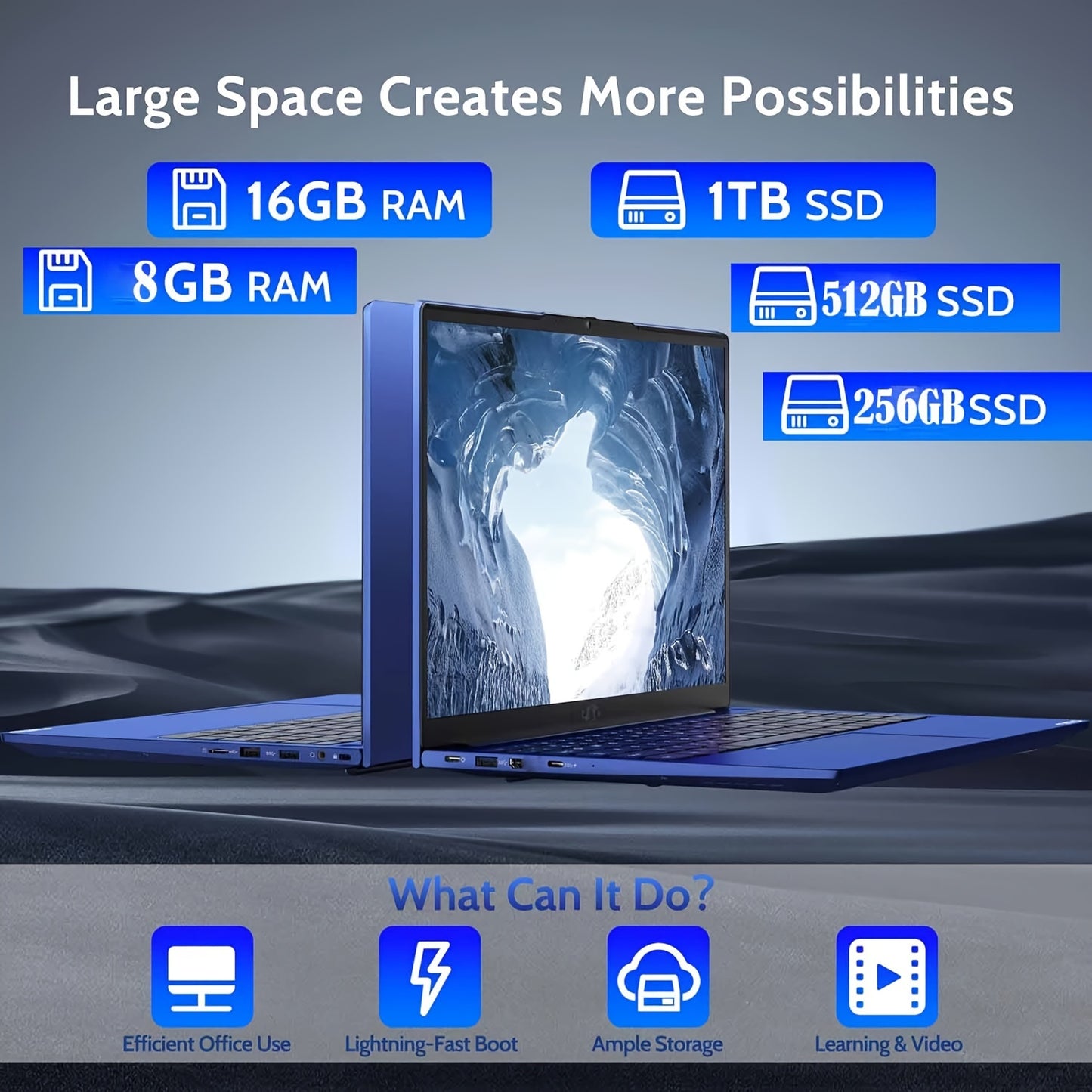 15.6 Inch High-Performance Laptop, Intel Pentium Quad-Core N100 (Beat to I3-1115G4, Up to 3.4GHz), RAM 8GB/16GB, SSD 256GB/512GB/1TB Full HD Laptop for Student And Business, Ultra-Thin And Lightweight Notebook PC Computer for