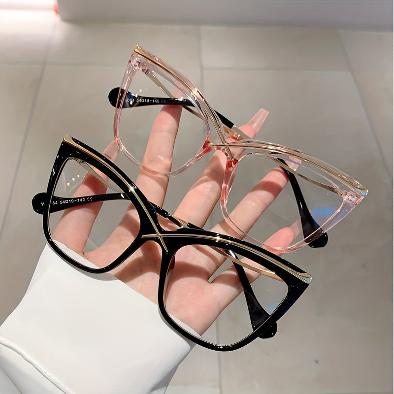 Fashionable Large Cat Eye Clear Lens Glasses for Women - Perfect for Computer Use and Decorative Purposes