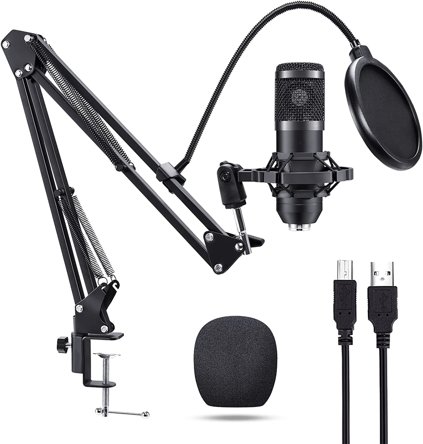 192kHz/24Bit Professional USB Microphone, Plug & Play PC Computer Condenser Cardioid Mic Kit with Sound Advanced Chipset for Streaming, Podcast, Studio Recording and Games