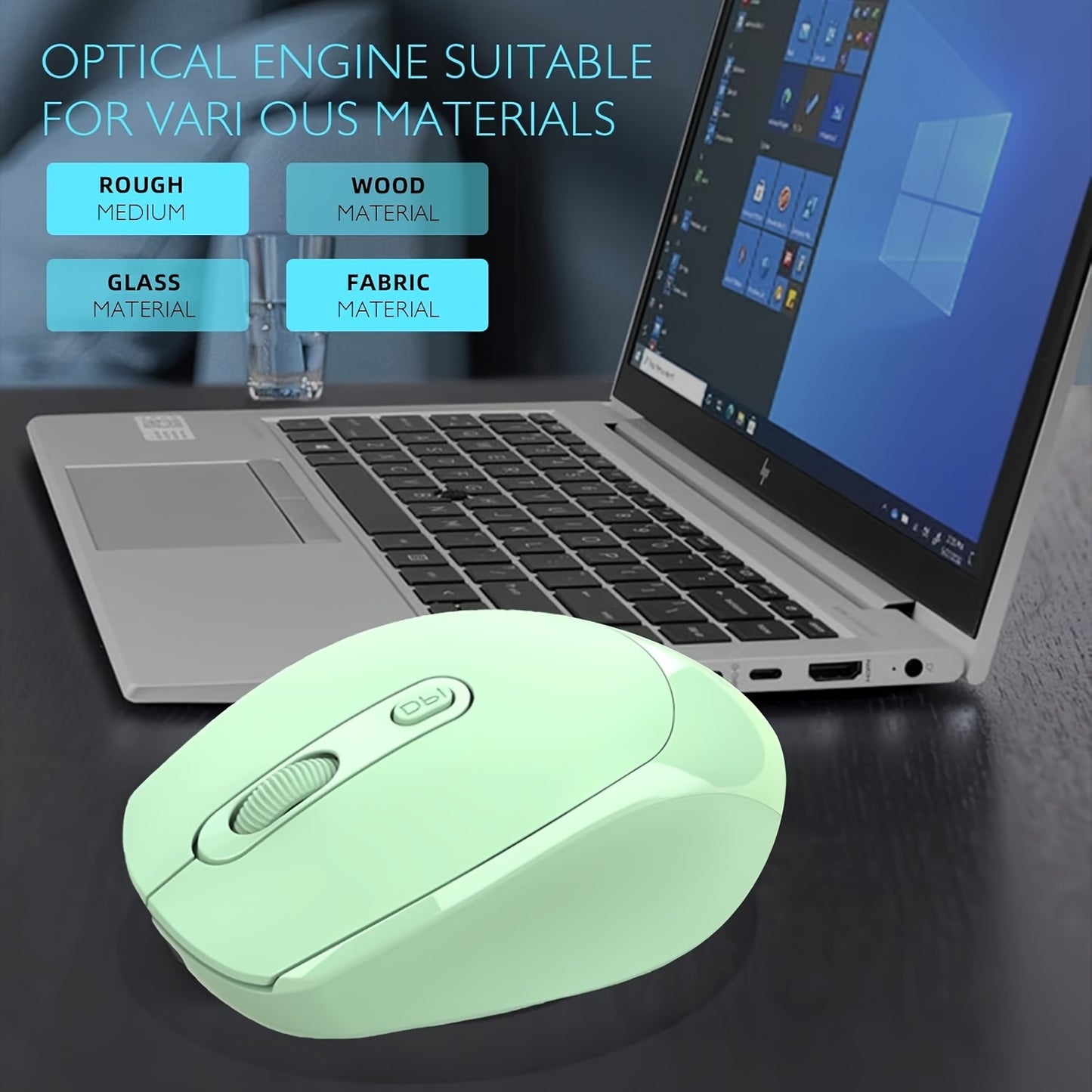 Congdi 2.4G Wireless Mouse - Ergonomic, Silent, Plug & Play for Laptops, PCs, Macs - Optical, Battery-Powered in Light Blue, Pink, Black