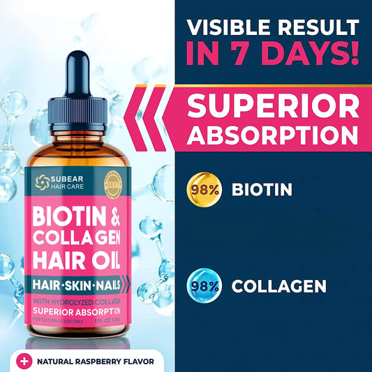 1/3pcs Biotin Hair Care Essence Oil - Hair Care Essence Oil Contain Biotin & Collagen, for Frizzy & Damaged Hair, Make Thin Hair Look Thicker, Ideal Gift for Men & Women