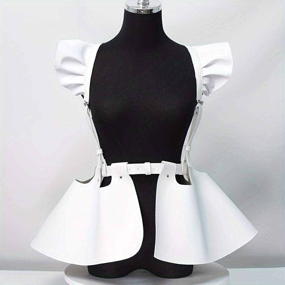Vintage PU Leather A-Line Skirts - Ladies Ruffle Mini Skirts for Club & Party - Spring Summer Holiday Dressing Fashion