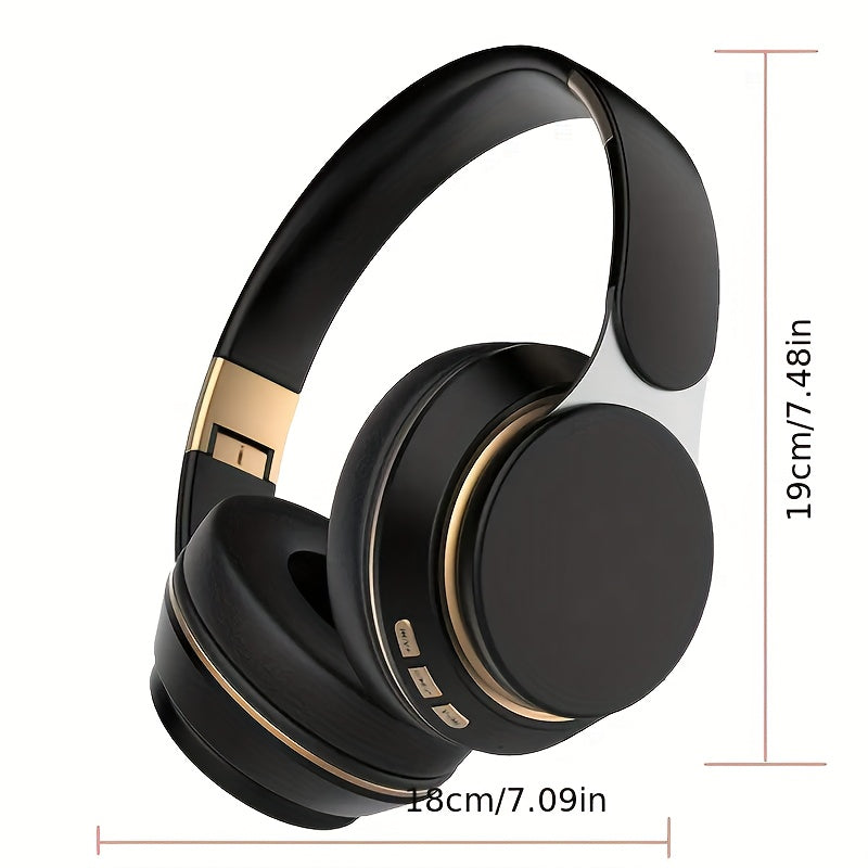 Wireless Headphones, Portable Over Ear Headphones, Foldable Headphones With Mic, FM Radio, 3.5MM AUX Cable, Soft-Earpads, Support TF Card Play For Travel Home Office Cellphone PC