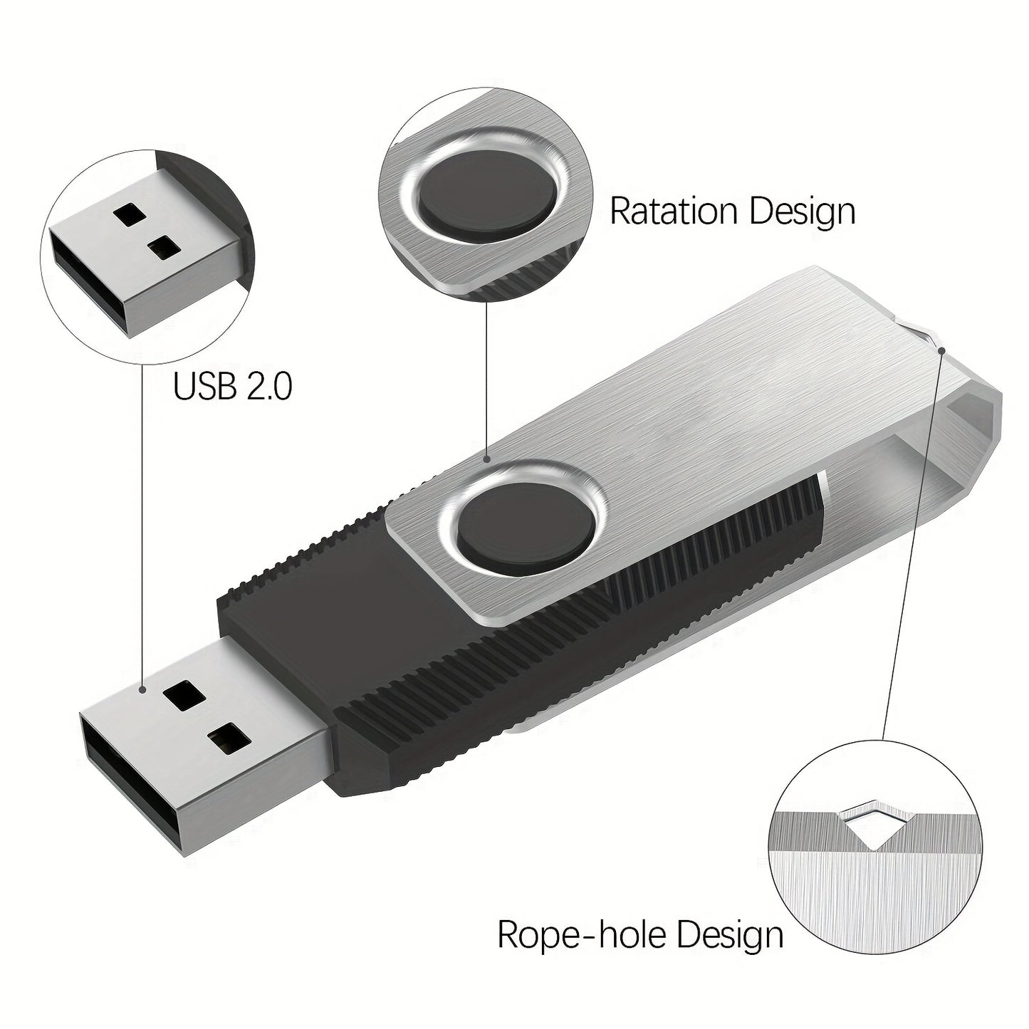 2pcs Aiibe USB 2.0 Flash Drives with LED Light - High-Speed Portable External Storage Sticks, 128GB/64GB/16GB/8GB Capacity Options for PC, MacBook, TV, Car
