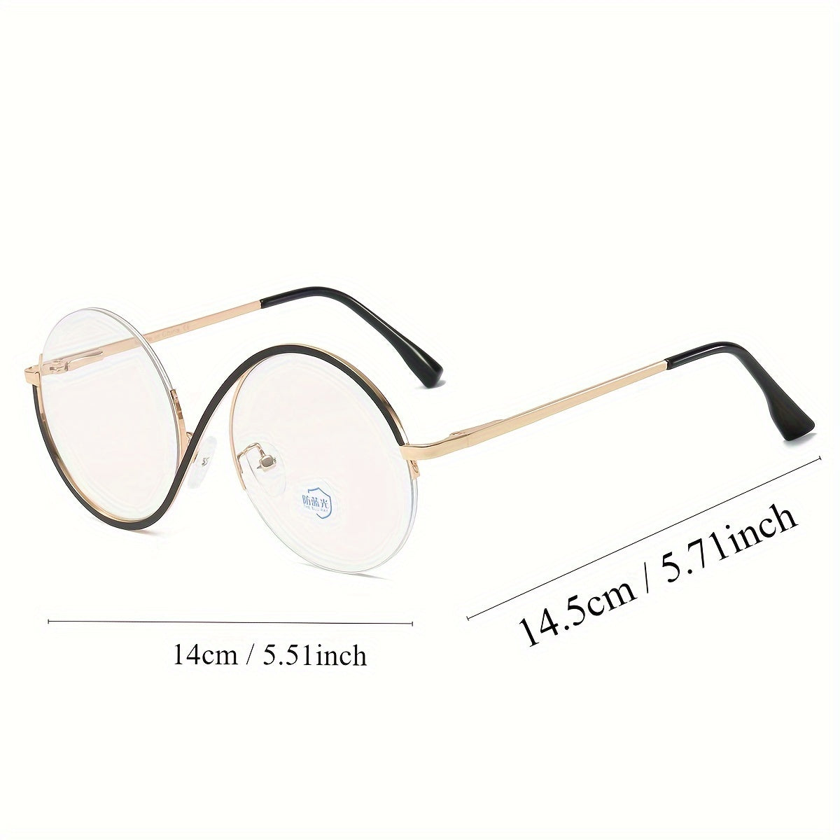 Blue Light Blocking Glasses Large Round Metal Frame Clear Lens Computer Glasses Optical Spectacles For Women Men
