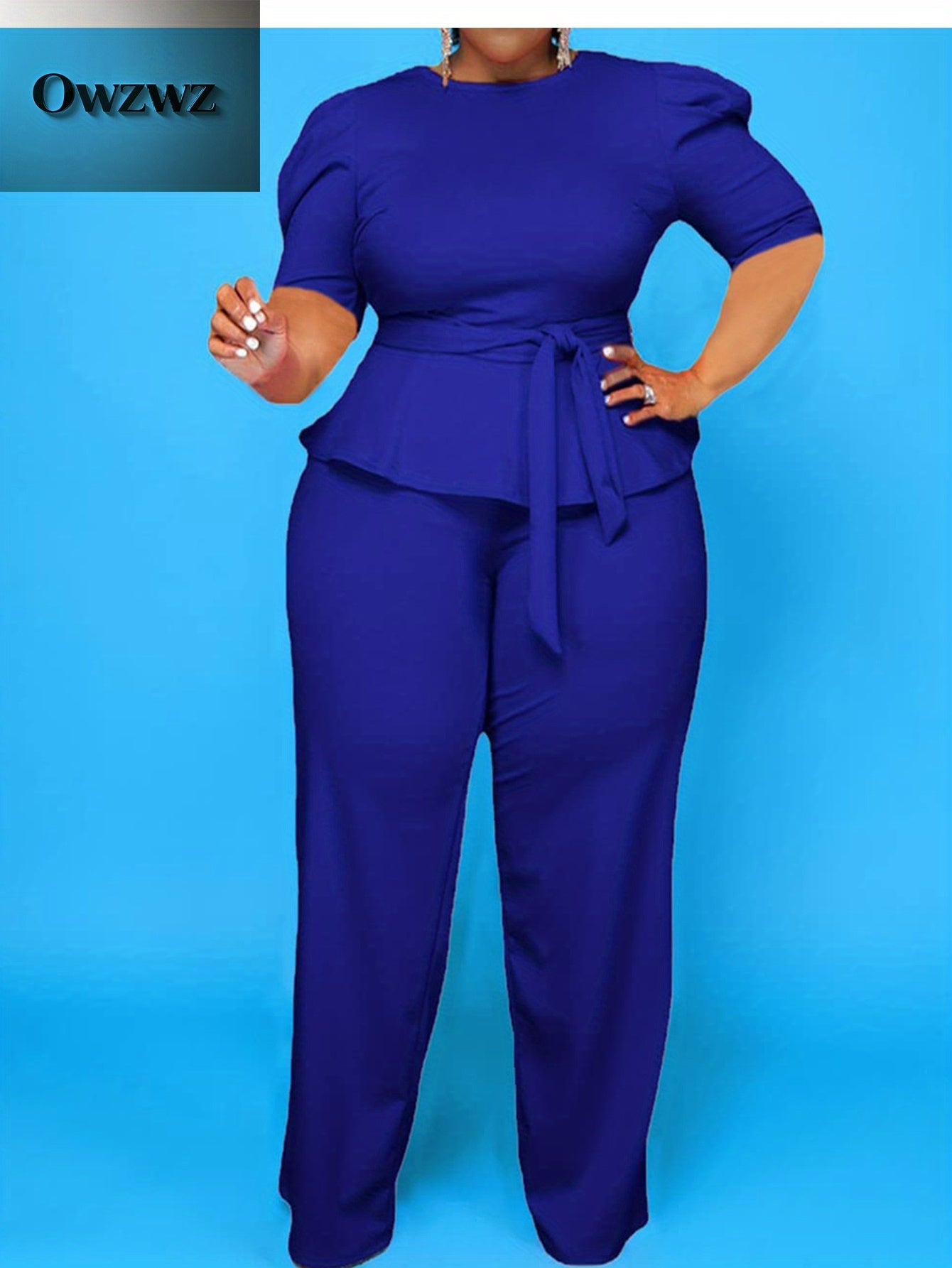 Plus Size 2pcs Outfits for Women Blazer Top Long Sleeve Long Pants Sets Formal Evening Ruffles Slim Fit Blazer Top And Long Pants Set Casual Elegant Business Suit with Belt