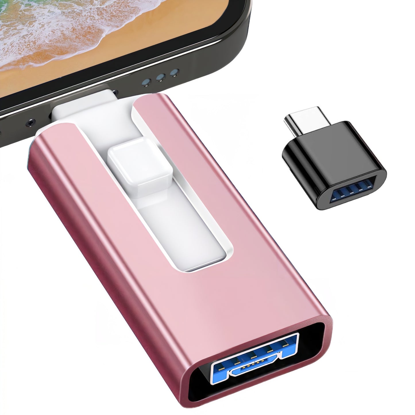 MFi Certified iPhone Photo Stick - 64GB 128GB 256GB External Storage & Photo Backup for iPhone, iPad, USB Flash Drive for Photos, Videos, Contacts