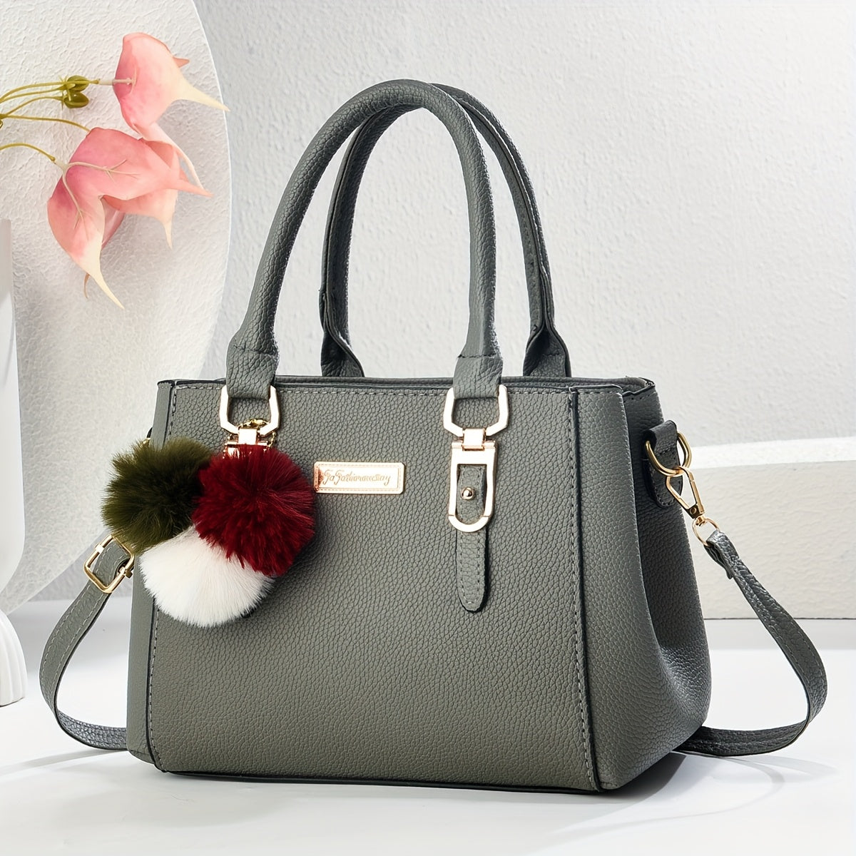 Elegant Mother'S Day Lady Bag, Large, New, Simple Fashion, Single Shoulder Sling Bag, Black, with Removable Strap and Zipper Closure, for Women, Gift