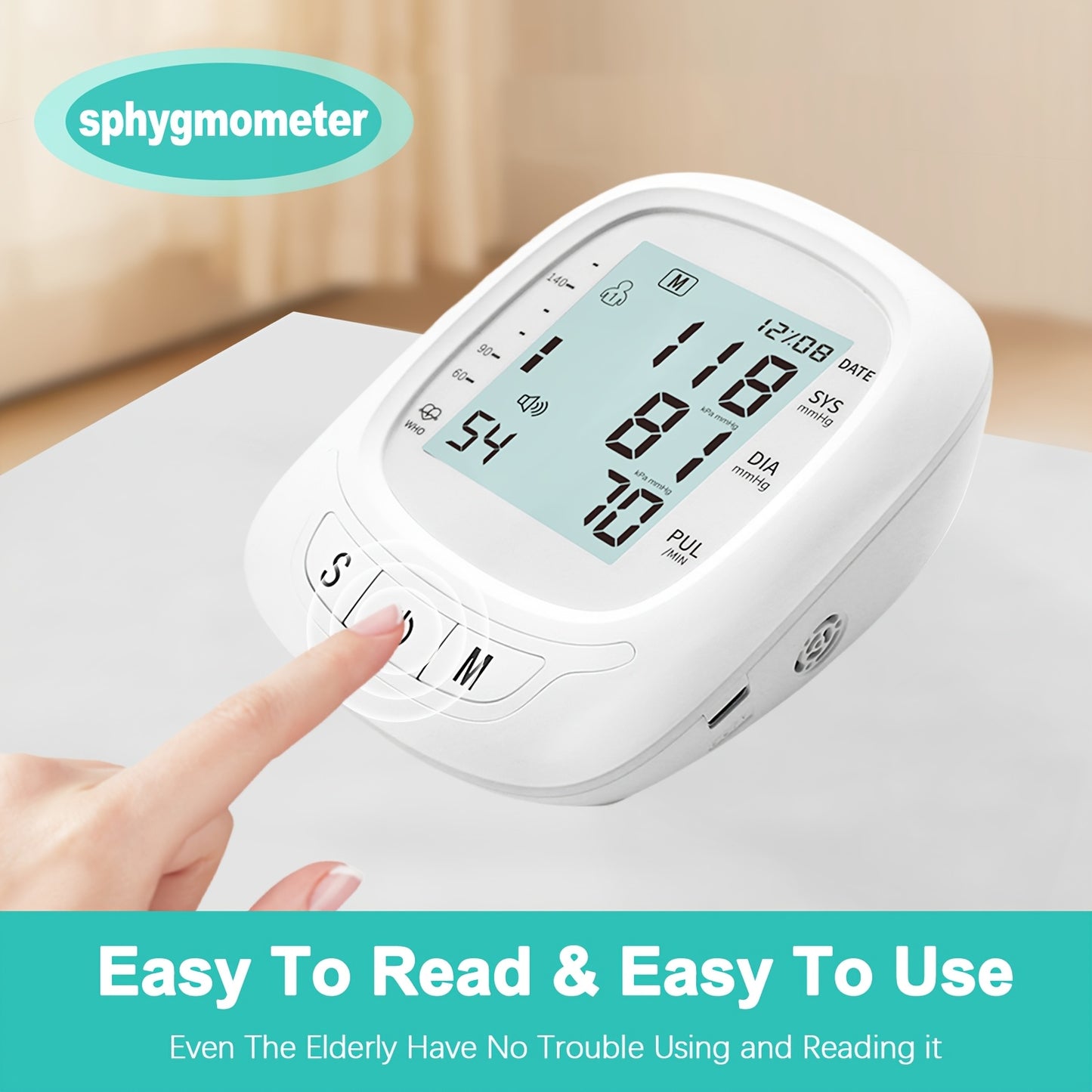 Blood Pressure Machine For Adults, Fully Automatic Blood Pressure Meter, Digital LCD Display, Simple Operation, Cuffs Can Be Adjusted, Suitable For Family High And Low Blood Pressure, Arrhythmia Test, Elderly Health Guards.Ba