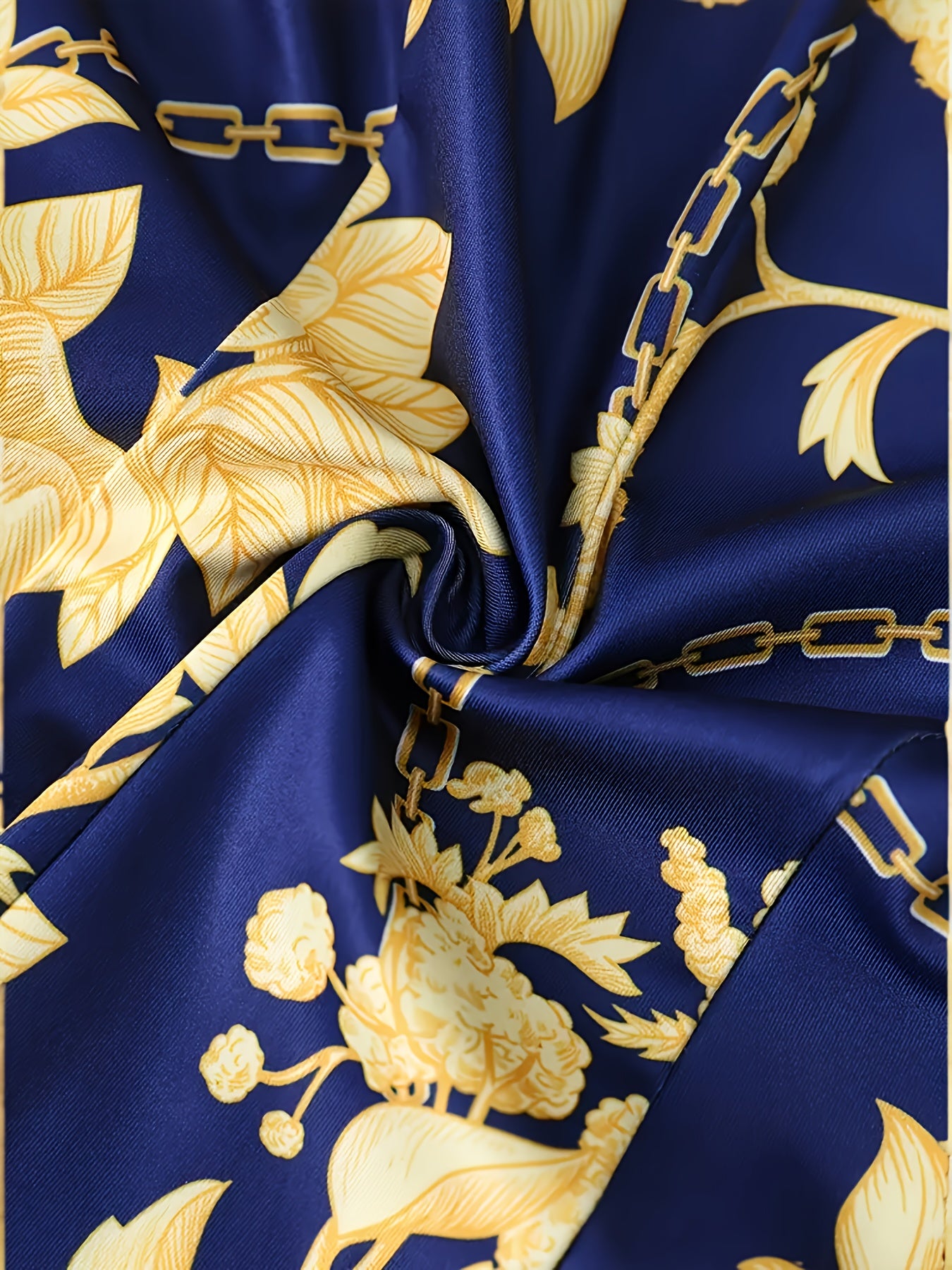 2025New Elegant Floral Print Polyester Blazer Set - Women'S Chain Print, Spandex Blend, Machine Washable, Spring/Autumn Fashion