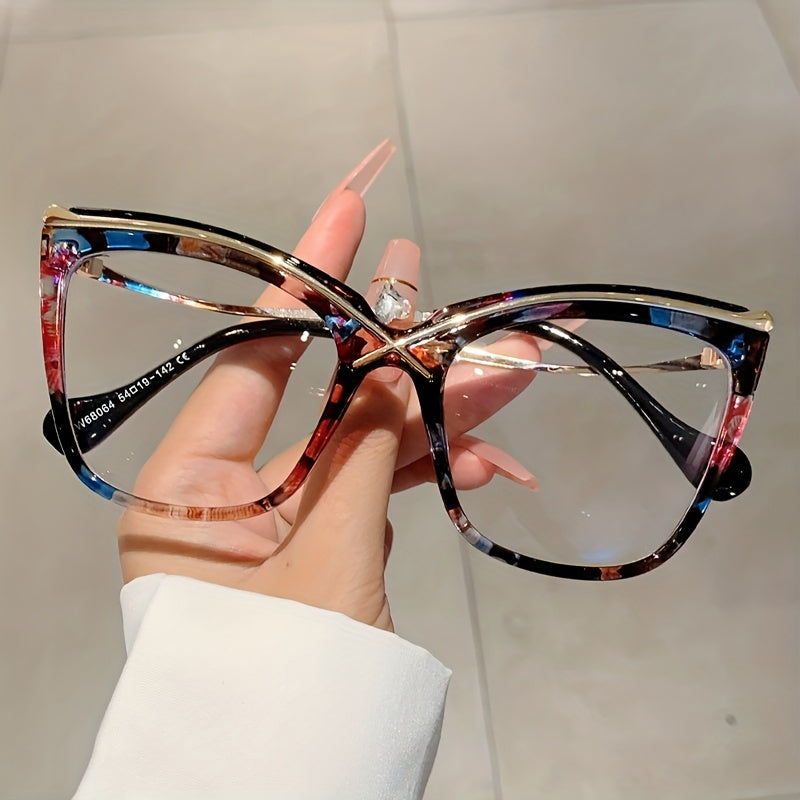Fashionable Large Cat Eye Clear Lens Glasses for Women - Perfect for Computer Use and Decorative Purposes