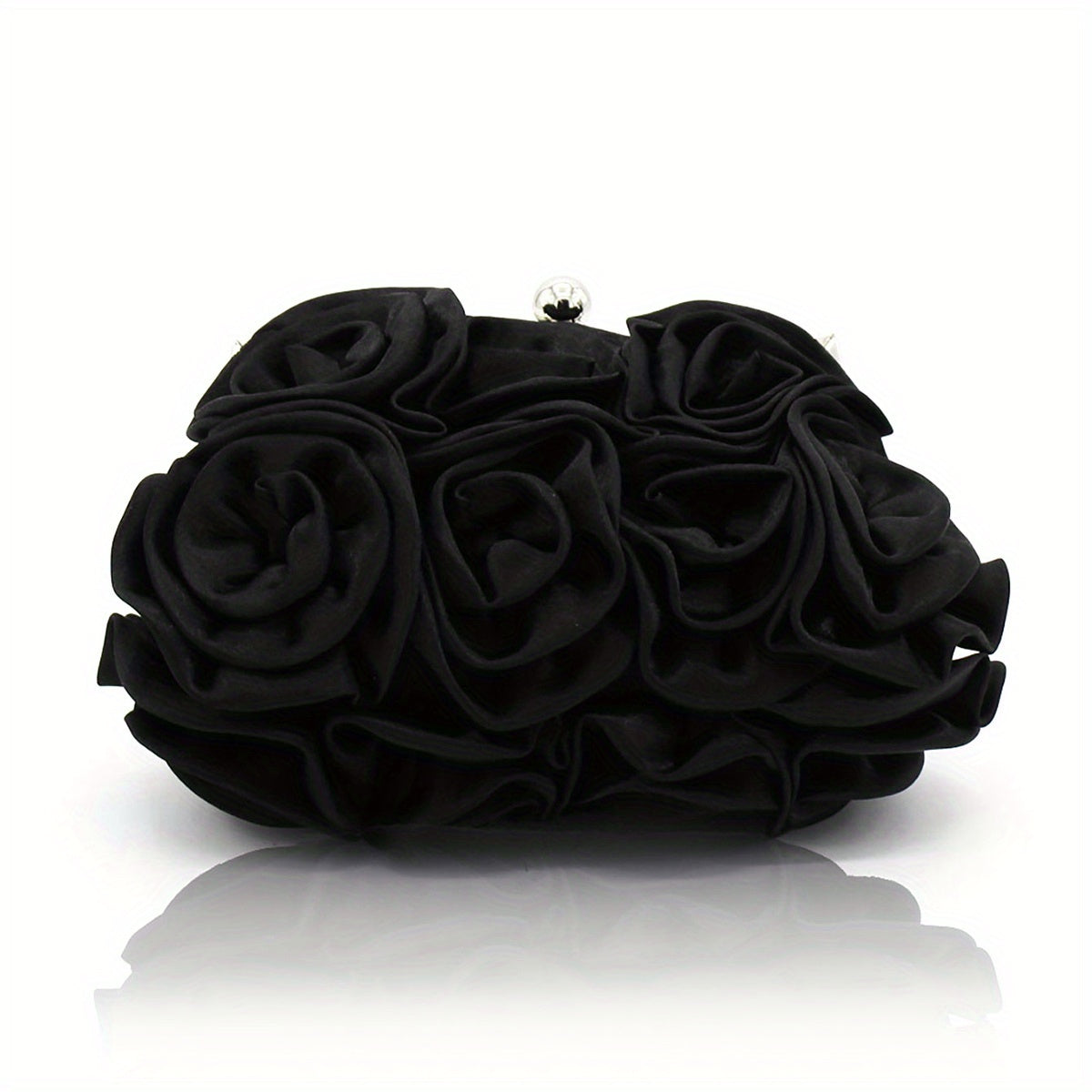 Elegant Floral Fabric Clutch with Kiss Lock Closure, Polyester Lined Evening Handbag for Women - Perfect for Weddings, Parties & Formal Events, Wedding Purse | Floral Embellished Purse | Soft Pink Roses Design