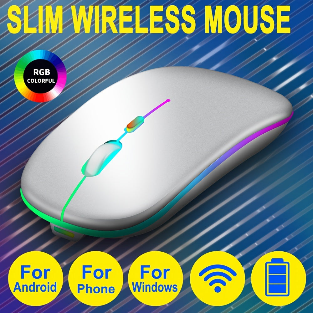 Wireless Mouse RGB Rechargeable Mice Wireless Computer Mause LED Backlit Ergonomic Gaming Mouse For PC Computer/laptop Windows/ios System With LED Color Light And Wireless 5.2
